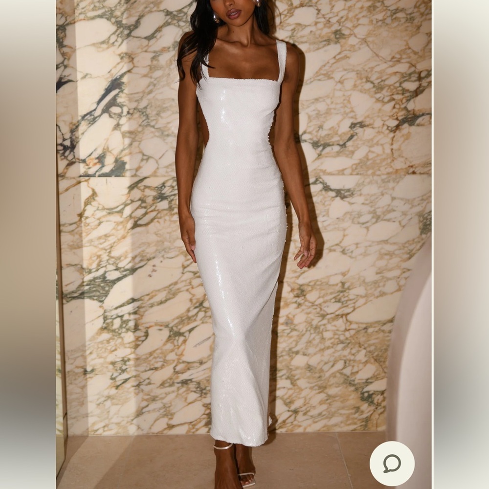 Meshki White Backless Sequin Dress